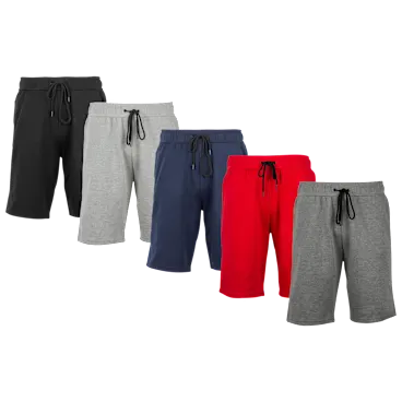 5-Pack: Blu Rock Men's Heat Seal Zipper Pocket Tech Fleece Performance Shorts