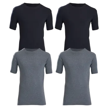 4-Pack: No Nonsense Short Sleeve T-Shirt (Black and Charcoal Heather)