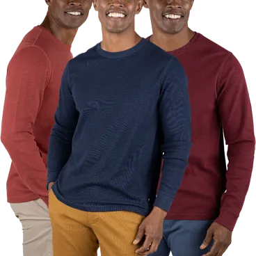 3-Pack: Tailor Vintage Airotec Performance Stretch Waffle Crew Neck Shirts
