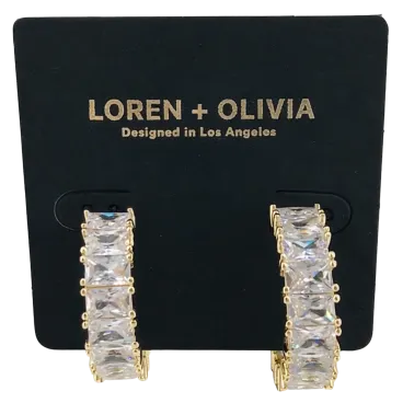 LOREN + OLIVIA Trendy Baguette Hoop Earrings