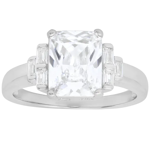 Kylie Harper Anillo De Circón Cúbico Corte Esmeralda Y Baguette