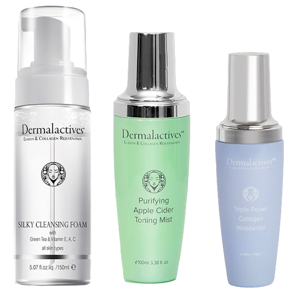 Dermalactives Glow Basics Bundle: Silky Cleansing Foam, Apple Cider Toning Mist