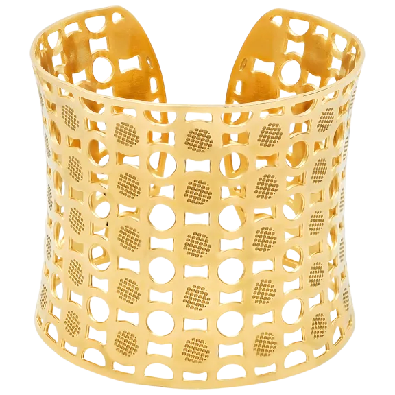 18K Gold Plated Dotted Cut-Out Cuff Bracelet