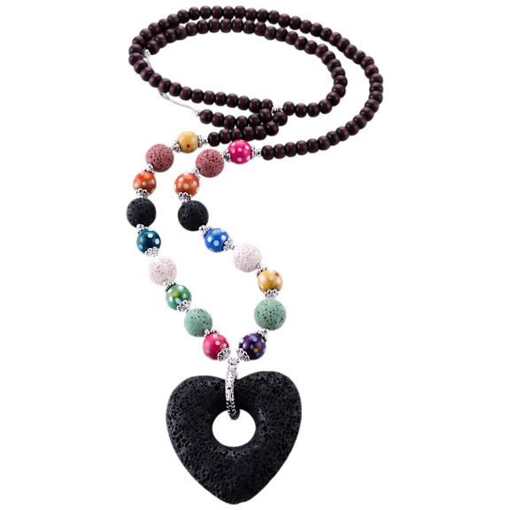 Titans Heart Lava Stone Party Necklace and Optional Essential Oils