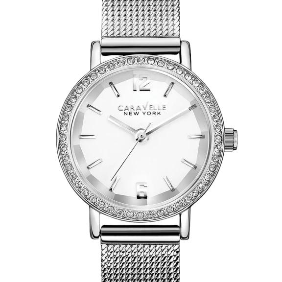 Caravelle NY by Bulova Women's Crystal Accented 25mm Mesh Bracelet Watch