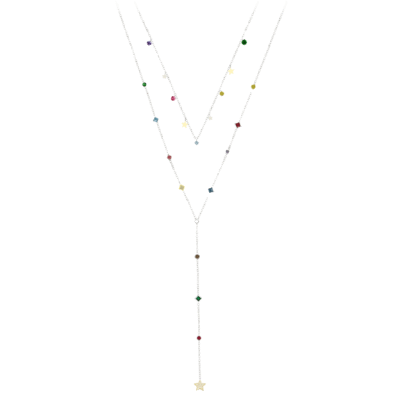 Savvy Cie Multi-Color Crystal Layered Star Necklace