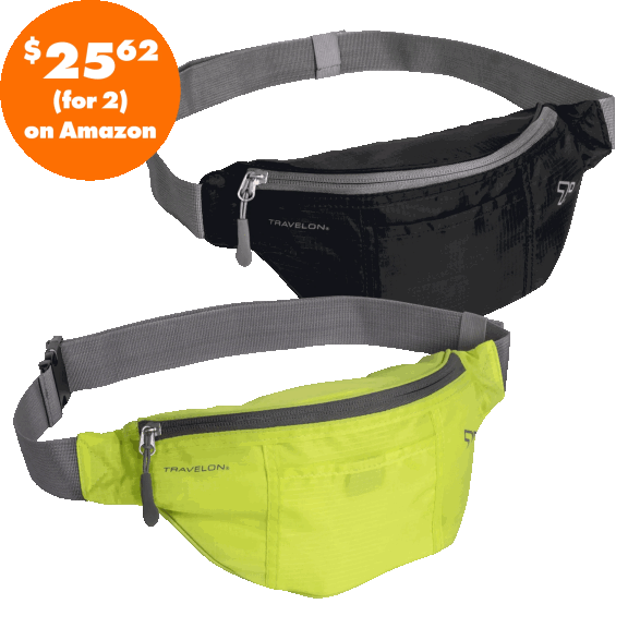 2-Pack: Travelon Assorted Top Zip Lightweight Waist Pack