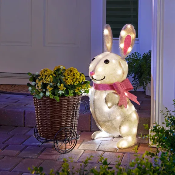 The 2' Twinkling Bunny Basket Planter