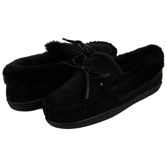 Floopi Womens Microsuede Laced Moccasin Slippers