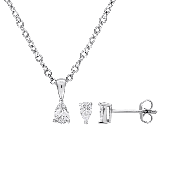 The Pear-Shaped Zirconia Earring & Pendant Set