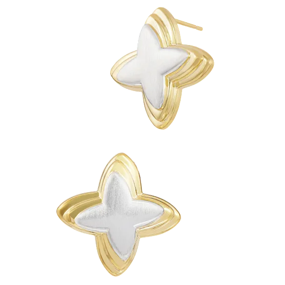 Savvy Cie Twisting Star Button Stud Earrings