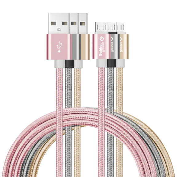 2-Pack: Metallic Braided Micro USB Cables (6 FT)