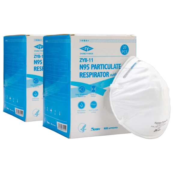 40-Pack: N95 NIOSH-Certified Particulate Respirator Mask