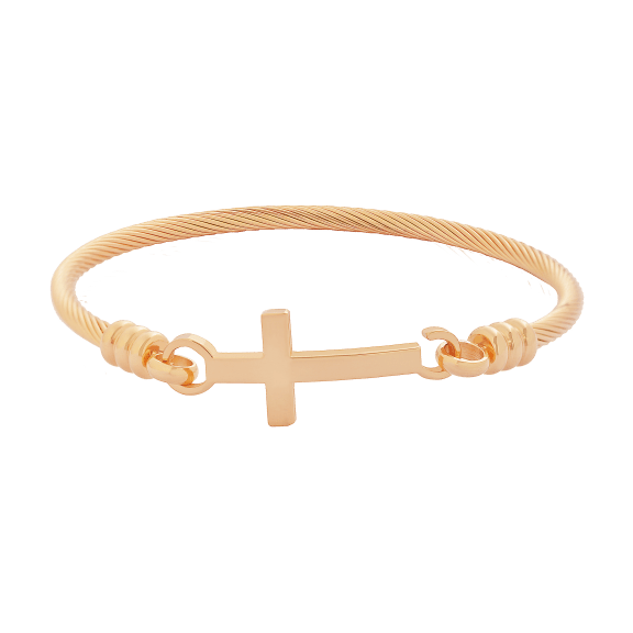 18K Rose Gold Plated  Twisted Cable Wire Bangle
