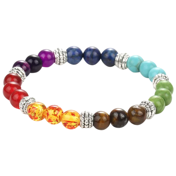 Golden NYC Multi-Color Men's Ayakayoshi Silver Plated Men's Chakra Bracelet