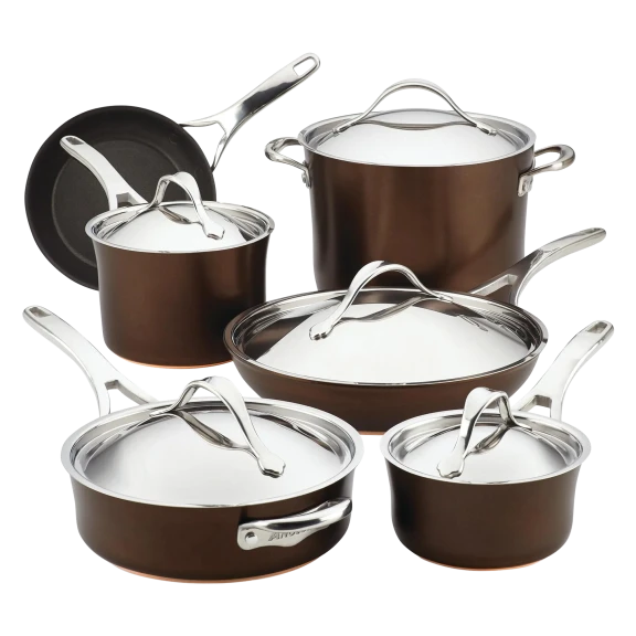 Anolon Nouvelle Luxe 11-Piece Copper and Hard Anodized Cookware Set
