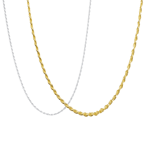 Paquete de 2: Steeltime Collar Unisex de Cadena Fina Tipo Cuerda