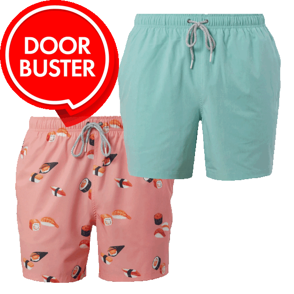 2-Pack: Rainforest Men's Quick-Dry Swim Trunks