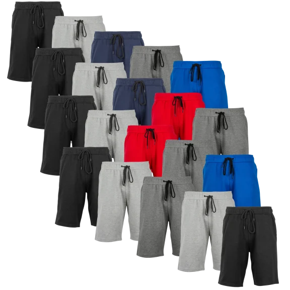 5-Pack: Blu Rock Men's Heat Seal Zipper Pocket Tech Fleece Performance Shorts