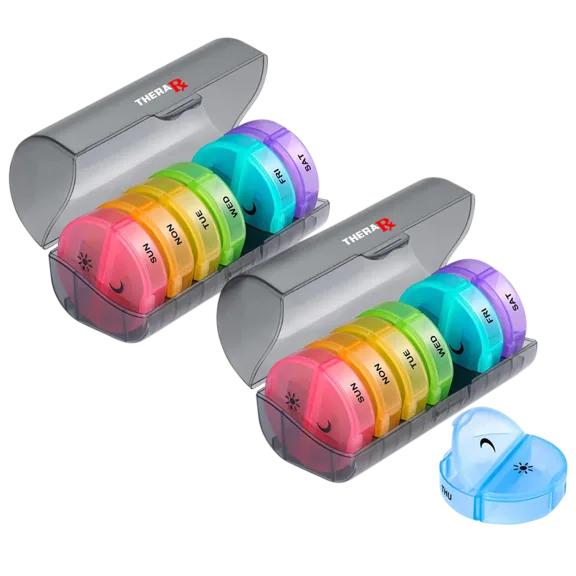 2-Pack: TheraRx 7 Day Weekly Pill Organizer Set