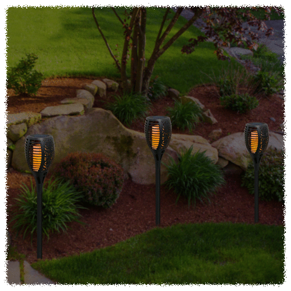 2-Pack: iZoom Solar Flickering Flame Torch Lights