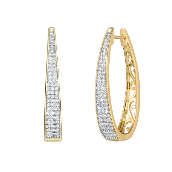 Rachel Glauber Simulated Diamond Pave Oblong Oval Hoop Earrings 14k Gold Plated