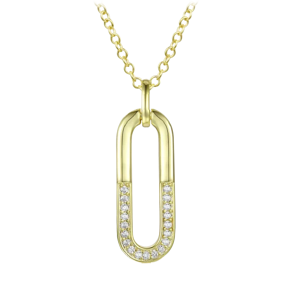 Stella Valentino 14K Gold Simulated Diamonds Paper Clip Pendant Necklace