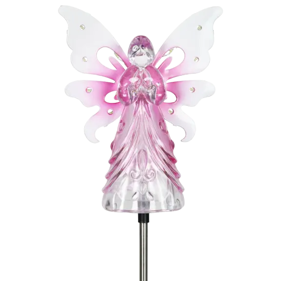 2-Pack: Exhart Solar Metal and Acrylic Angel with 12 LED Wings Garden Stake