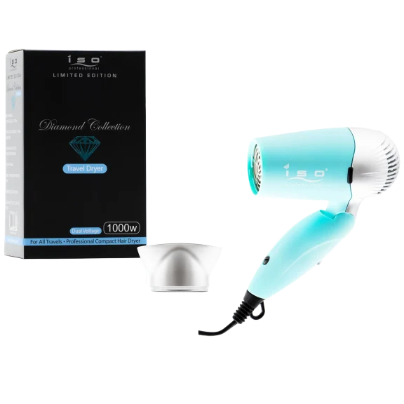 ISO Beauty Diamond Collection Travel-Perfect Compact Dual Voltage Travel Dryer