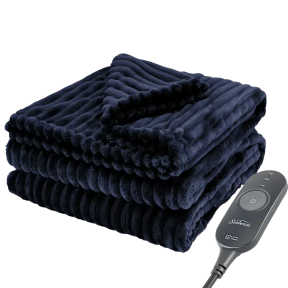 Sunbeam Heated Throw Blanket Textured Velvet