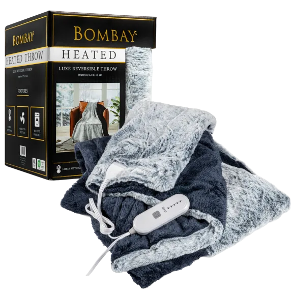 Bombay Faux Fur Reversible Heated Throw