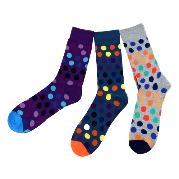 Ivory + Mason Men's 3-Pack Polka Dot Dress Socks
