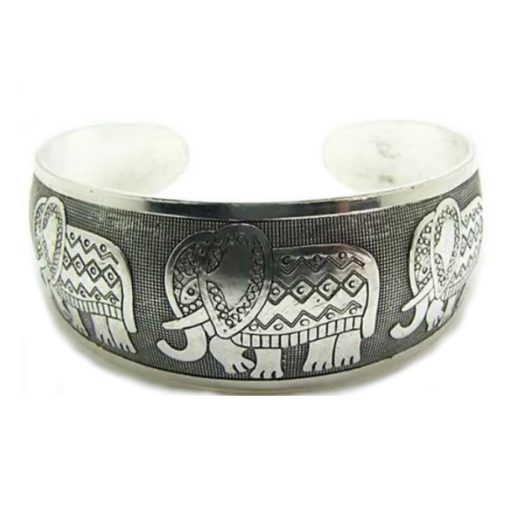 Elephant Retro Sterling Silver Plated Bracelet