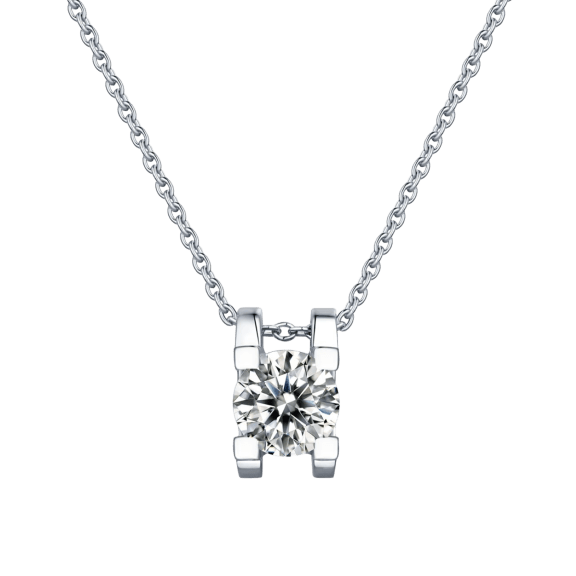 Stella Valentino Collar Deslizante con Moissanita Redonda Solitaria 1 CT