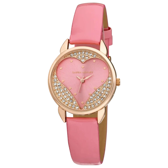 Laura Ashley Open Heart Patent Strap Watch