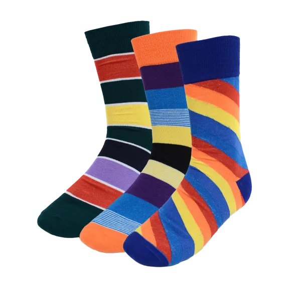 Ivory + Mason Men's 3-Pack Striped Dress Socks