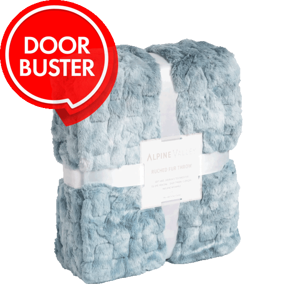 Alpine Valley Ruched Faux Fur Throw