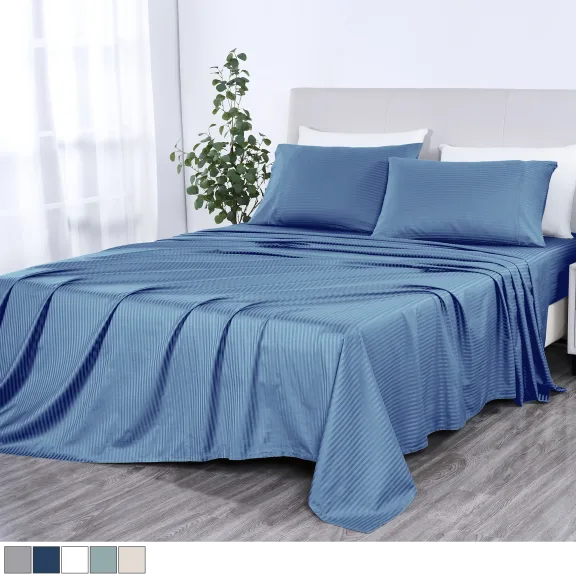 Kathy Ireland 500 Thread Count Damask Stripe Optifit Sheet Set