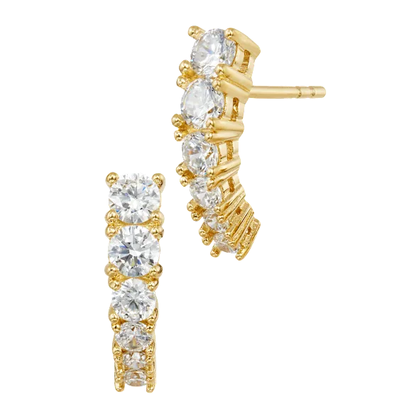 Savvy Cie Graduated CZ Arced Stud Earrings