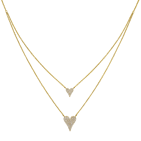 Jennifer Miller Double Pave Heart Layered Necklace
