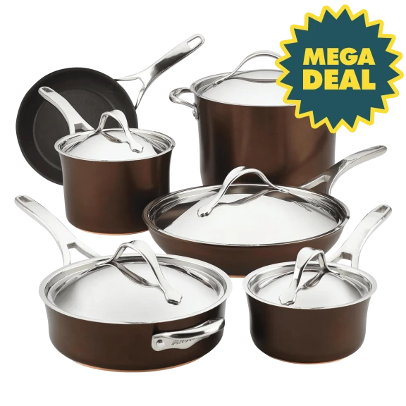 Anolon Nouvelle Luxe 11-Piece Copper and Hard Anodized Cookware Set