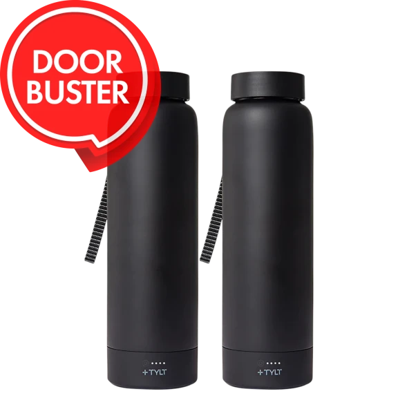 2-Pack: TYLT 24oz Insulated Bottle with Wireless Power Bank