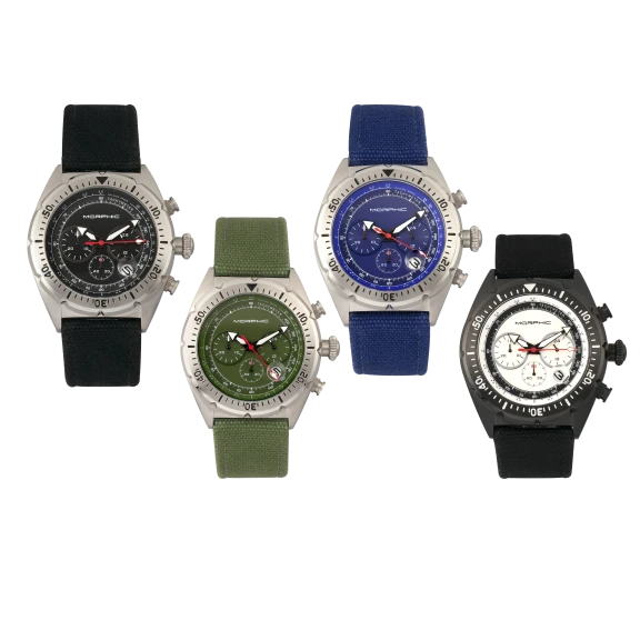 Morphic M53 Series Chronograph Fiber-Weaved Leather-Band Watches