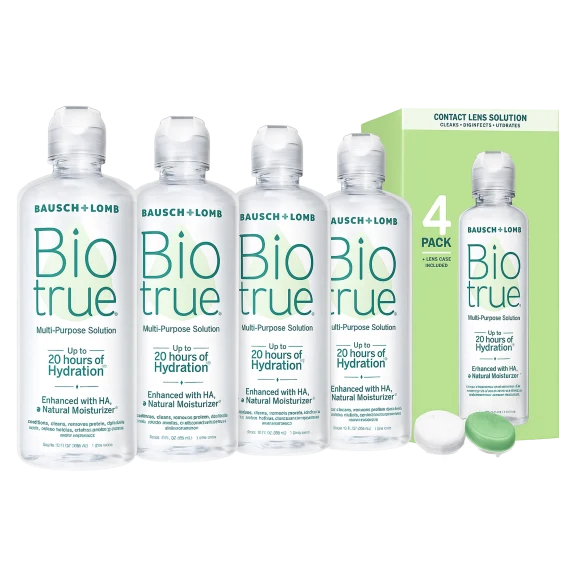 4-Pack: Biotrue Multi-Purpose Contact Solution & Lens Case