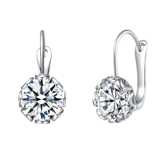 Rachel Glauber Solitaire Simulated Diamond Drop Earrings 14k White Gold Plated