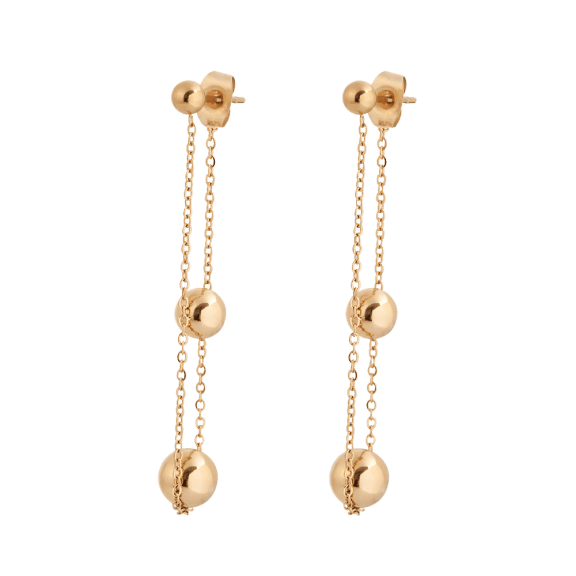 18K Rose Gold Plated Triple Ball Dangling Earrings