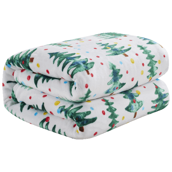 Kathy Ireland Holiday Print Plush Flannel Throw Blanket