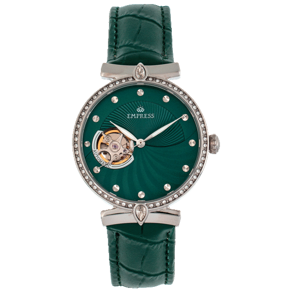 Empress Edith Semi-Skeleton Leather Band Watch