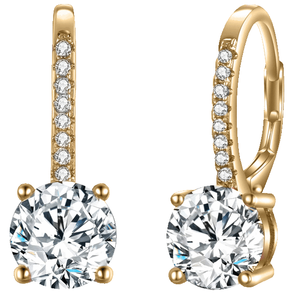 Golden NYC Plated CZ Princess Cut Stone Micro-Pave Setting Clip-On Earrings