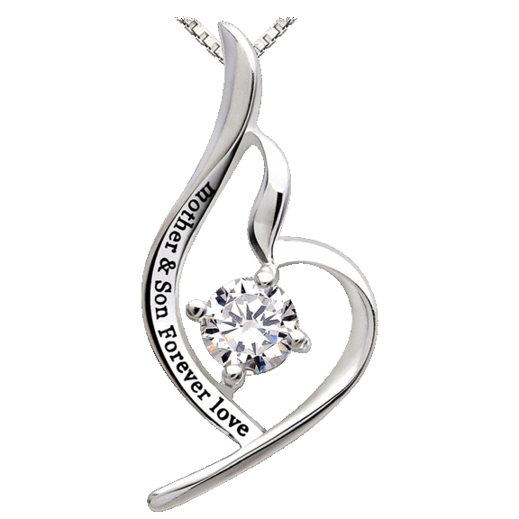 Golden NYC Jewelry Heart Necklace with Swarovski Crystals in 18K White Gold